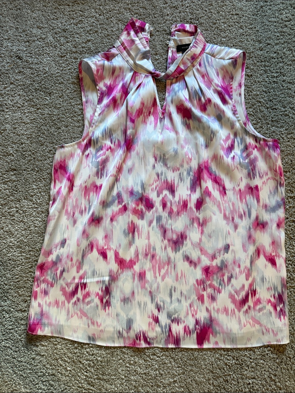 Halogen Sleeveless Pink Patterned Mock Neck Women's Top